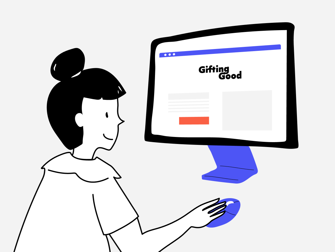 Woman using GiftingGood on a desktop